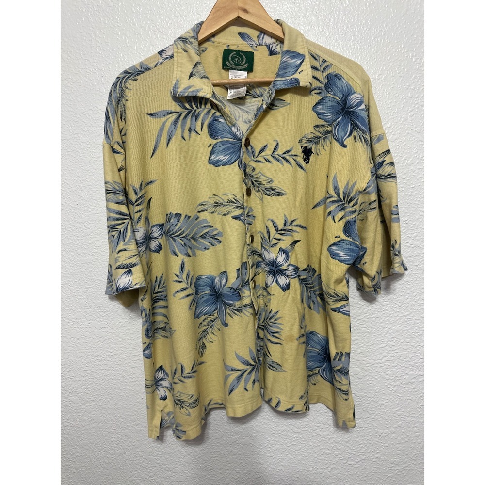 VTG Disney Golf Collection Mens XL Hawaiian Floral Shirt Embroidered Mouse